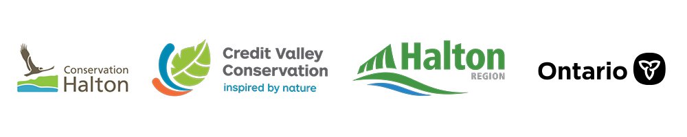 Various logos; Conservation Halton, Credit Valley Conservation, Halton Region, Government of Ontario
